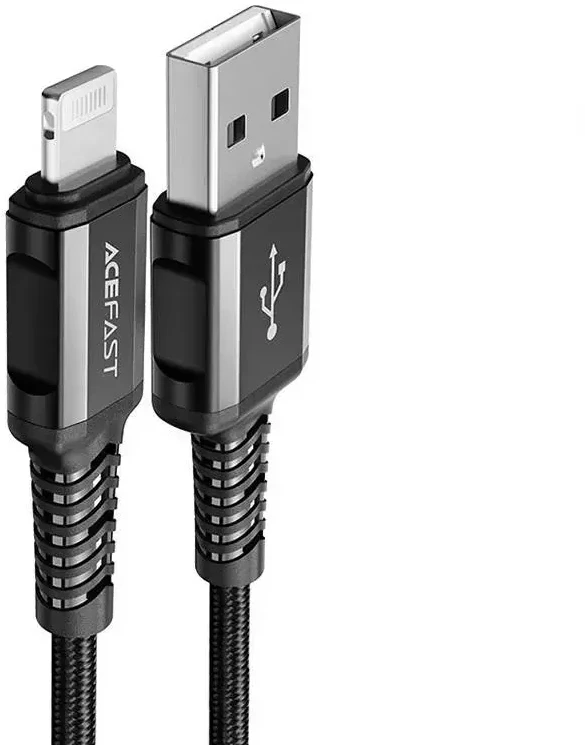 USB laidas prie Lightning Acefast C1-02, 1.2 m (juoda)
