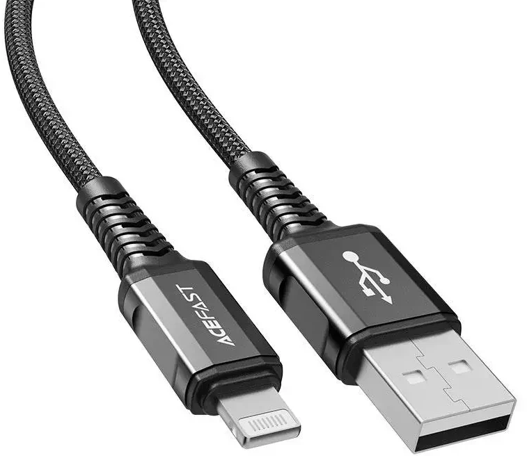 USB laidas prie Lightning Acefast C1-02, 1.2 m (juoda)