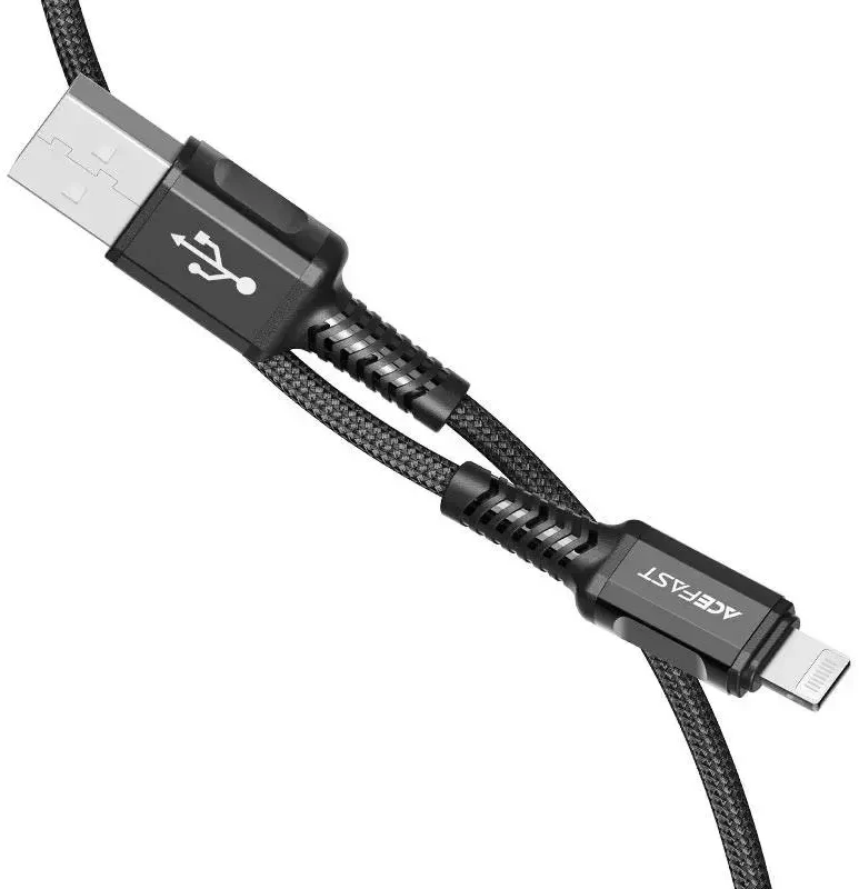 USB laidas prie Lightning Acefast C1-02, 1.2 m (juoda)
