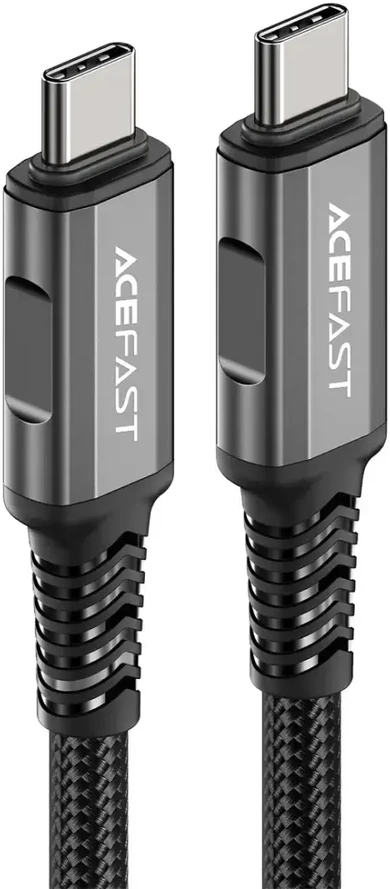 Acefast C1-09 duomenų perdavimo ir įkrovimo kabelis | USB-C į USB-C | 240 W | 1 m | pilka, juoda