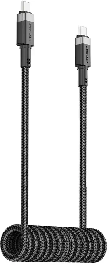Acefast C14-03 USB-C – USB-C Spring kabelis 480Mb/s 3A 1.2m – Juodos spalvos