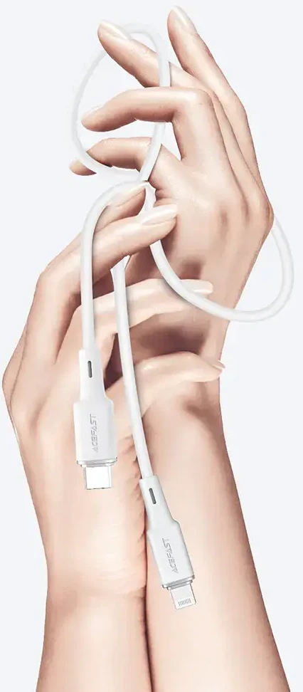 Acefast C2-01 duomenų perdavimo ir įkrovimo kabelis | MFI | USB-C į Lightning | 30 W | 1,2 m | baltas