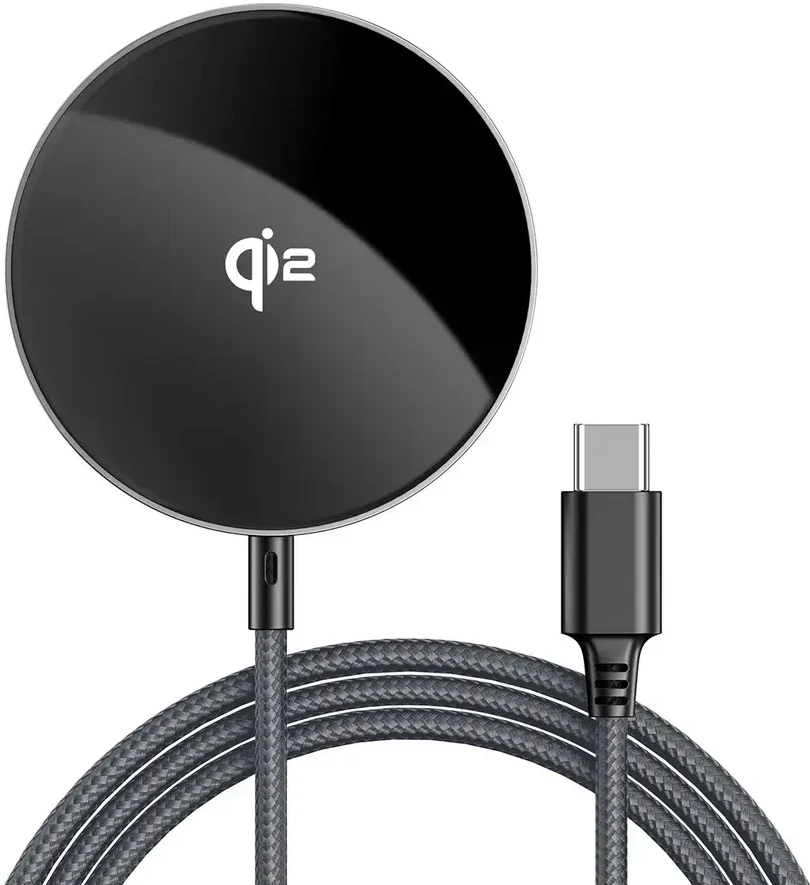 Acefast E24 Qi2 15W magnetinis indukcinis įkroviklis su 1,2 m USB-C laidu - Juodas