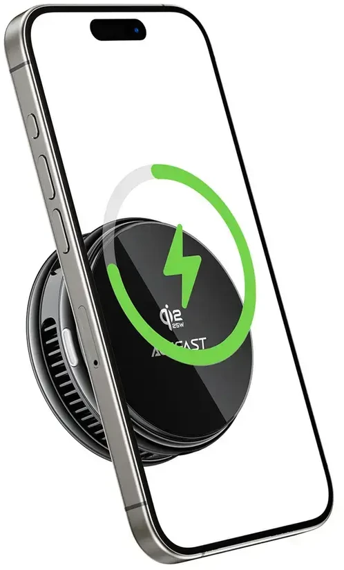 Acefast E47 Qi2 25W Magnetic Wireless Charger with Cooling - Juodas
