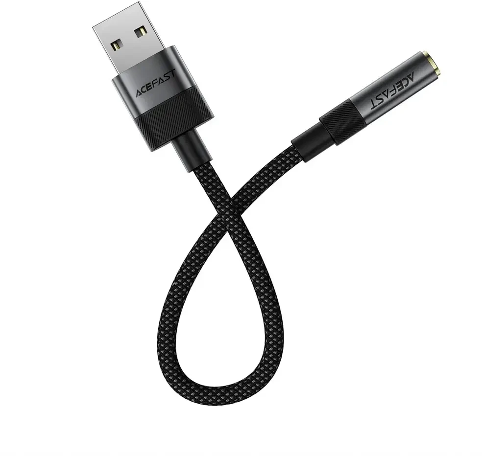 Acefast J13 USB-A to 3.5mm mini jack adapter - juodas
