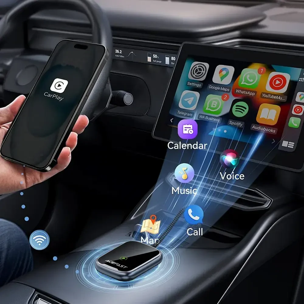 Belaidis CarPlay/Android Auto adapteris Acefast QC1 juodas