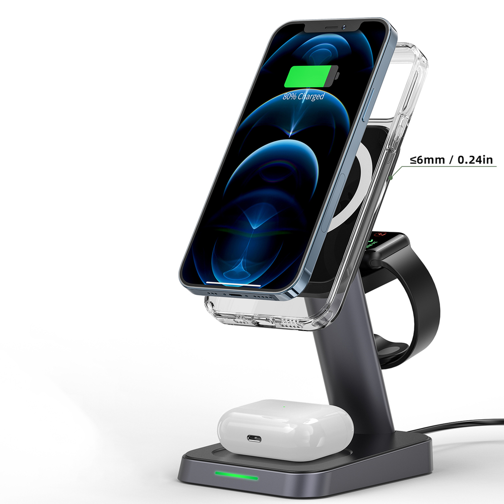 Įkroviklis belaidis Acefast E3 3-in-1 MagSafe juodas