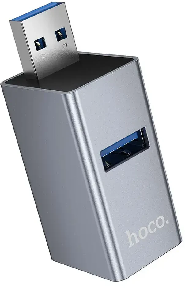 Adapteris 3in1 (USB 2.0 x 2 + USB 3.0) prie USB-A Hoco HB54 pilka