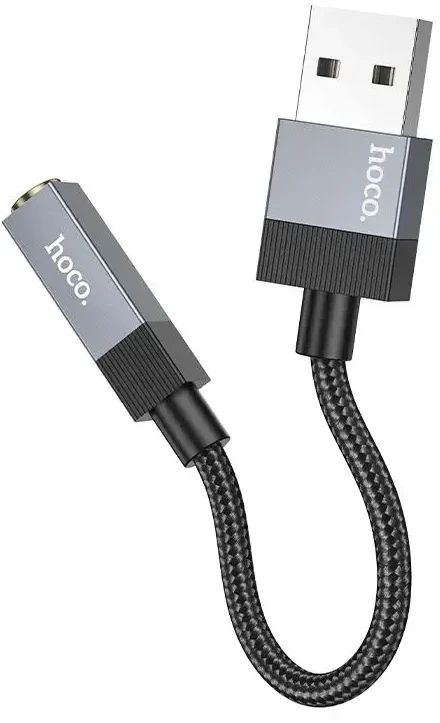 Adapteris AUX USB A (male) to Jack 3,5 mm (female) Hoco UPA32D juodas