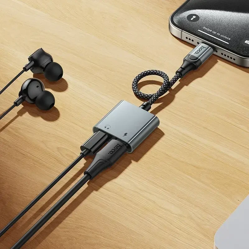 Adapteris AUX USB C į 2x USB C max 10W Hoco UPA34A UPA34A pilka