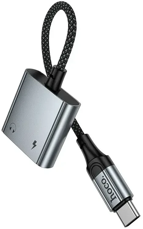 Adapteris AUX USB C į 2x USB C max 10W Hoco UPA34A UPA34A pilka