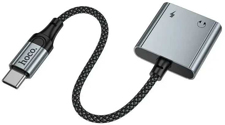 Adapteris AUX USB C į 2x USB C max 10W Hoco UPA34A UPA34A pilka
