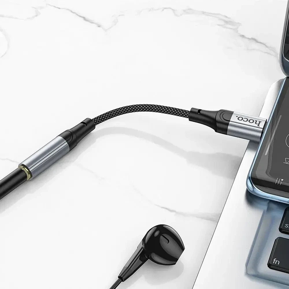 Audio adapteris Hoco (LS36) iš "Type-C" į 3,5mm sidabrinis