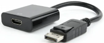 GEMBIRD AB-DPM-HDMIF-002 DisplayPort kištukas į HDMI kištuką, 10 cm, juodas, blisterinė pakuotė