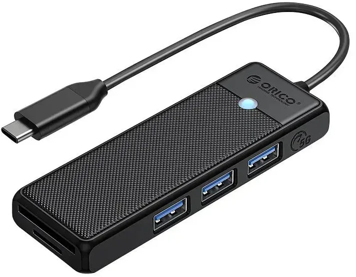 Adapterio šakotuvas 4in1 Orico USB A3.0x3+TF/SD3.0x1