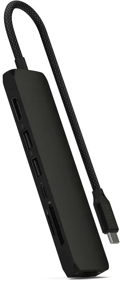 SATECHI 7-in-1 USB-C Slim Multiport Adapteris with Ethernet (Juodas)
