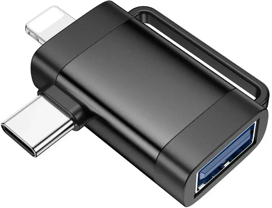 Adapteris OTG 2in1 USB C / Lightning to USB A Hoco UA31F juodas
