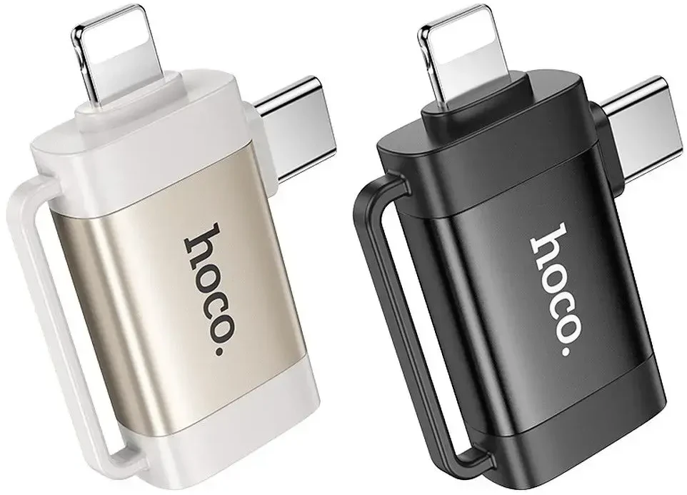 Adapteris OTG 2in1 USB C / Lightning to USB A Hoco UA31F juodas
