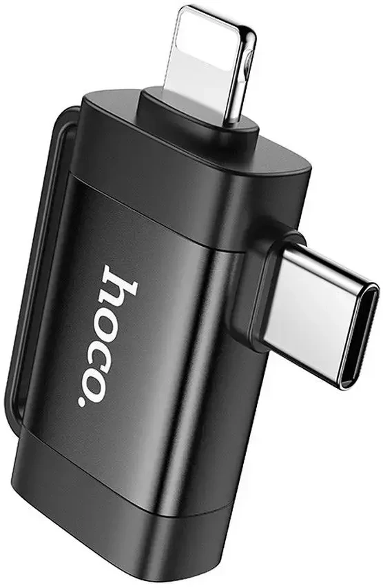 Adapteris OTG 2in1 USB C / Lightning to USB A Hoco UA31F juodas
