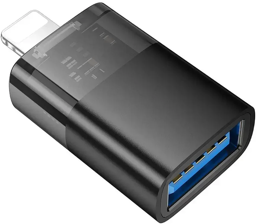 Adapteris OTG Lightning to USB A Hoco UA36 juodas transparent
