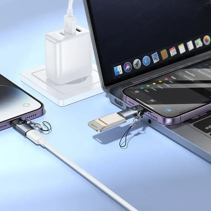 Adapteris OTG Lightning į USB C Hoco 2A UA46A pilka