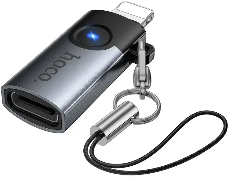 Adapteris OTG Lightning į USB C Hoco 2A UA46A pilka
