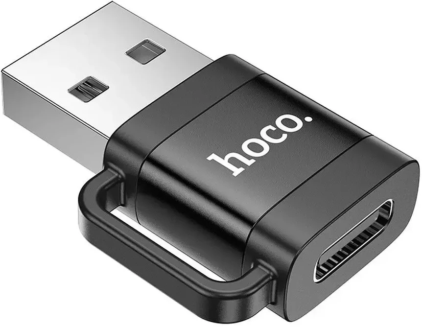 Adapteris OTG USB A to USB C Hoco 3A UA31D juodas