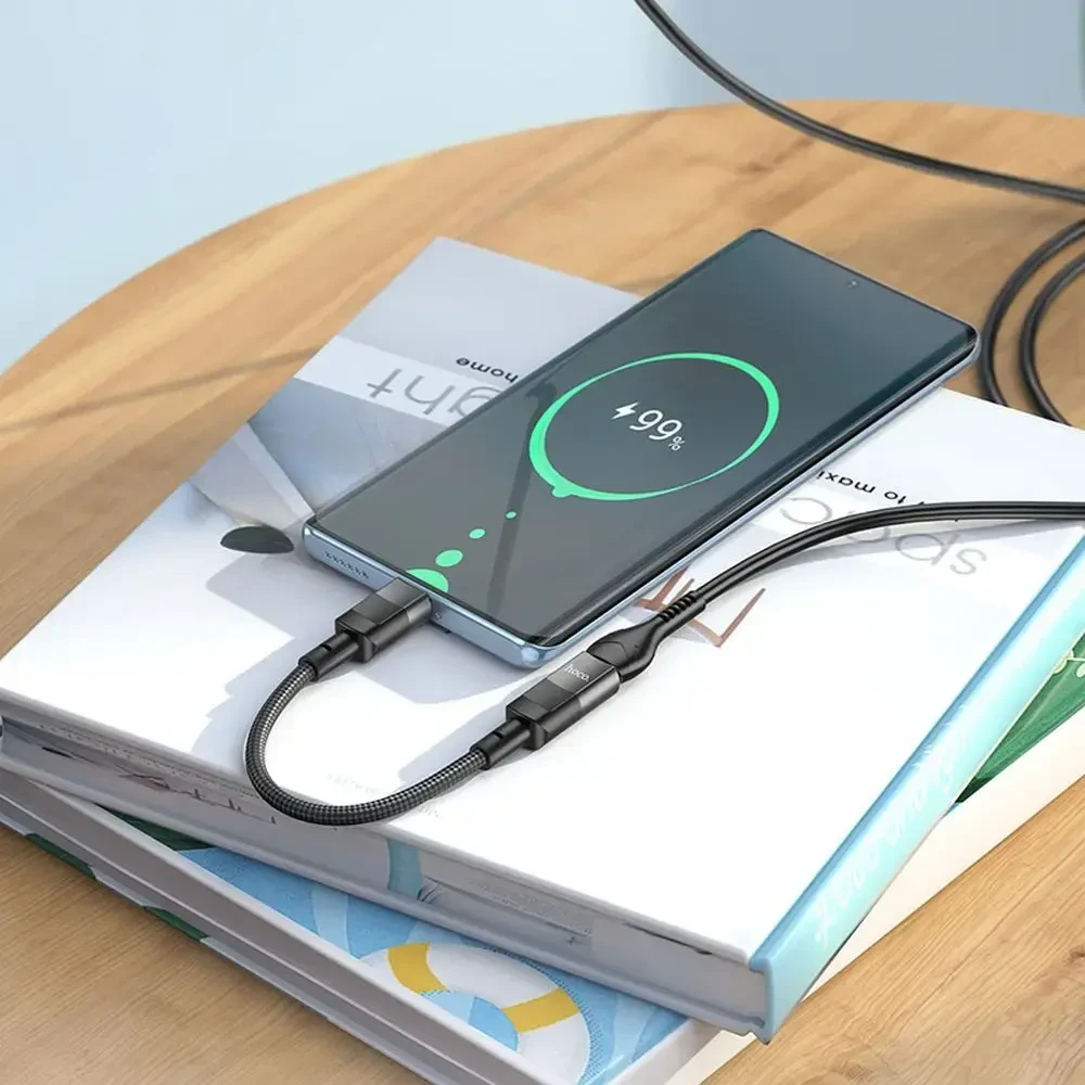 Adapteris OTG USB C į Lightning Hoco 3A 0,1 m U107 juodas