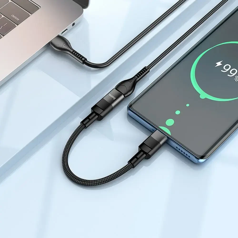 Adapteris OTG USB C į Lightning Hoco 3A 0,1 m U107 juodas