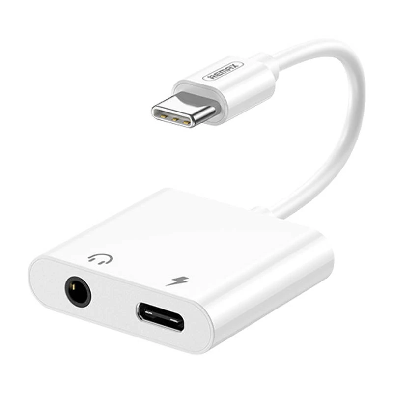 Adapteris Remax USB-C prie USB-C, AUX 3,5 mm, RL-LA11 (baltas)