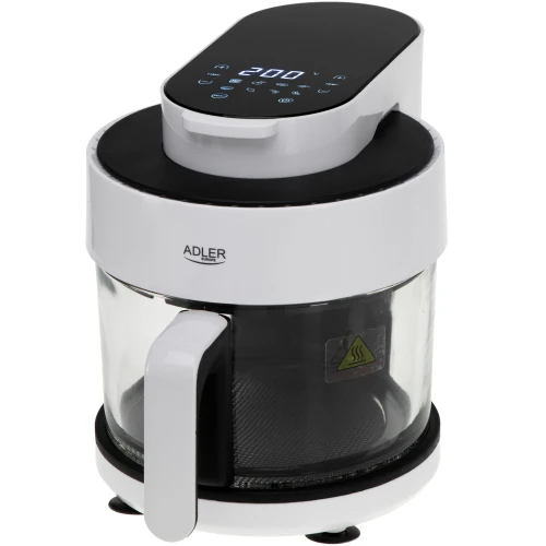 Gruzdintuvė Adler Air Fryer Orkaitė su stikliniu dubeniu | AD 6316 | Galia 1200 W | Talpa 3 L | Konvekcija | Baltas/Juodas