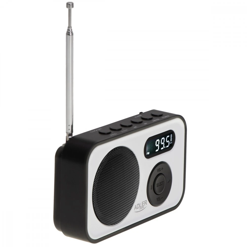 Adler | PLL AM/FM Digital Radio | AD 1906 | Alarm function | Baltas/Juodas