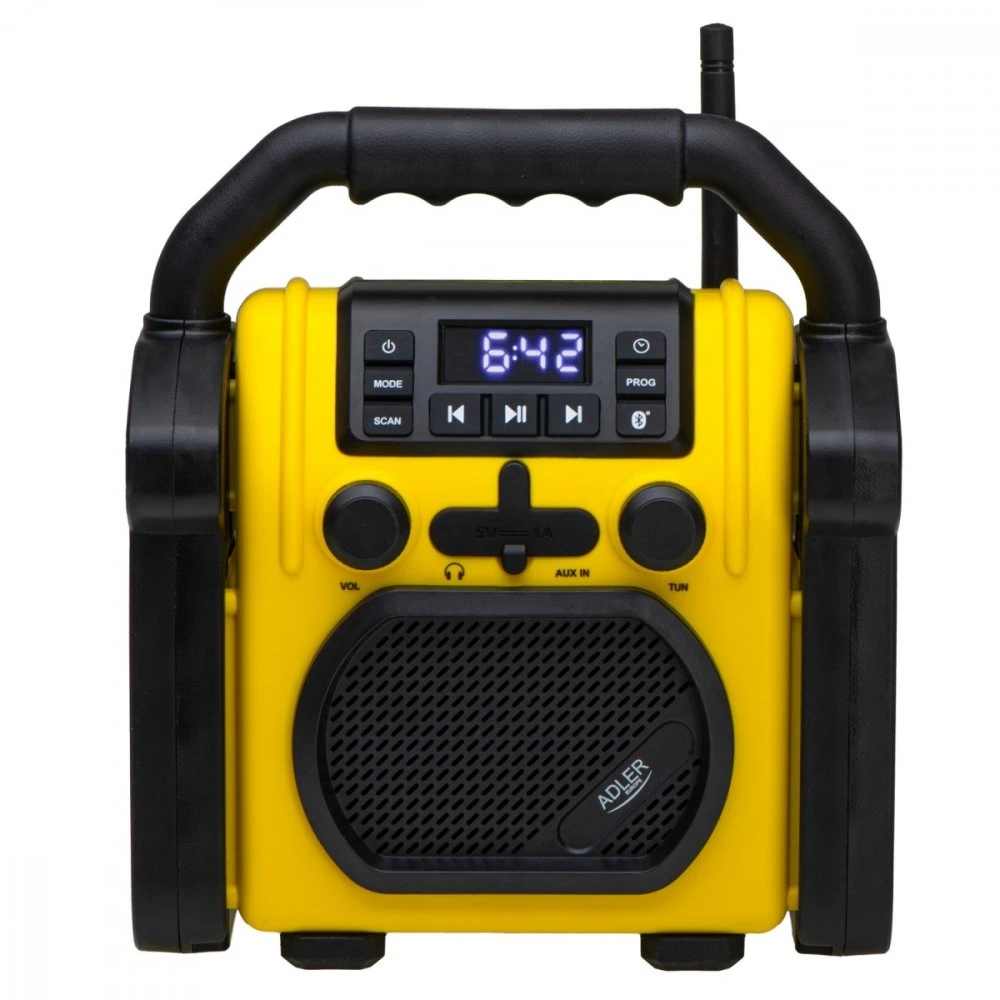 Adler | Construction radio with Bluetooth | AD 1911 | AUX in | Juodas/Geltona