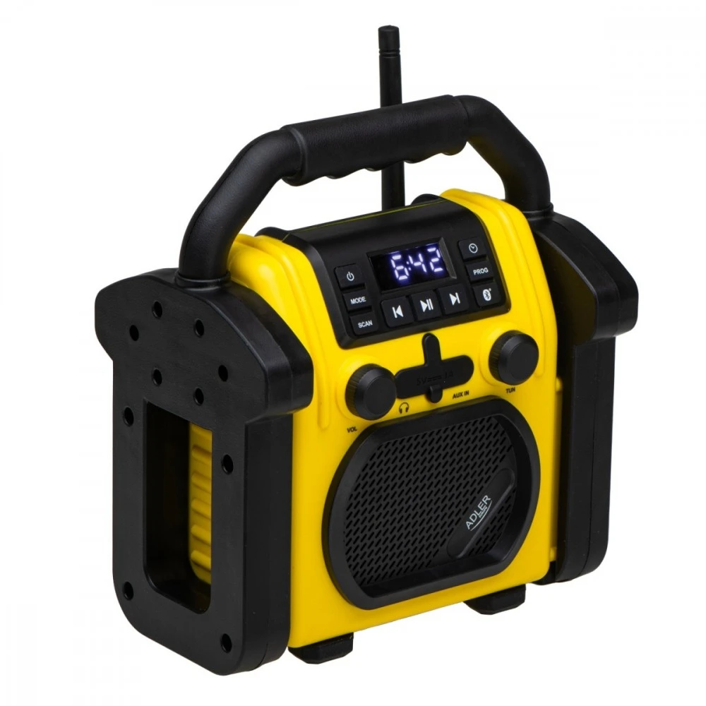Adler | Construction radio with Bluetooth | AD 1911 | AUX in | Juodas/Geltona