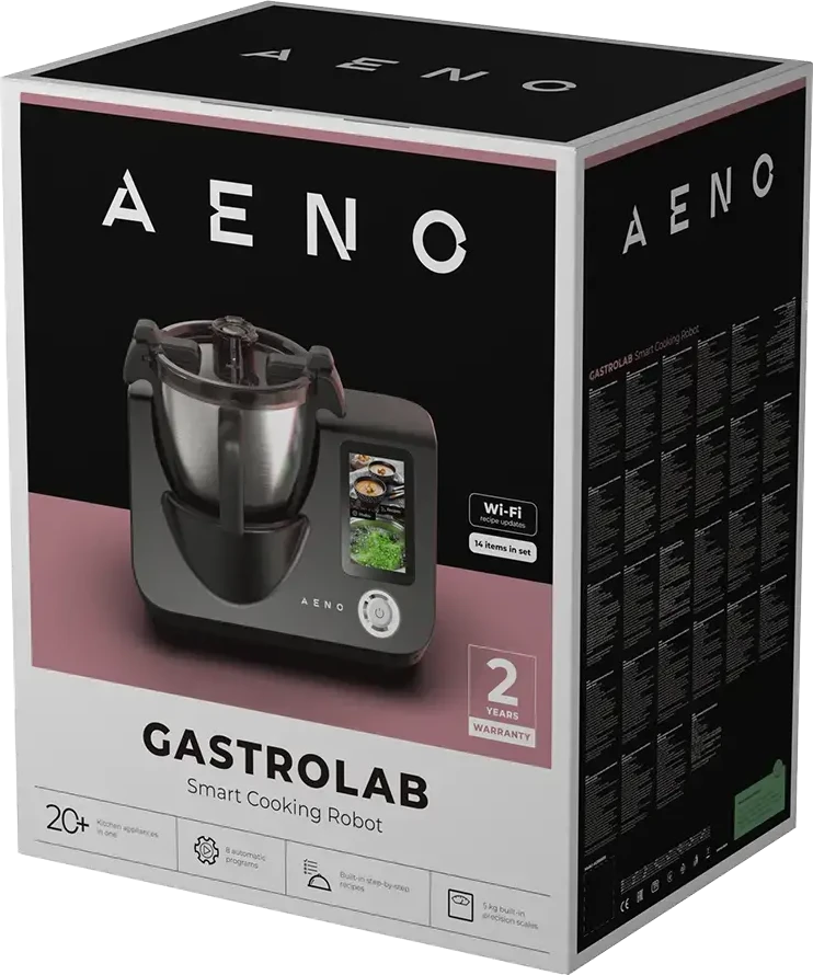 AENO CR1S išmanusis maisto gaminimo robotas, 3,5 l dubuo, 8 programos, 5 colių ekranas, juodas
