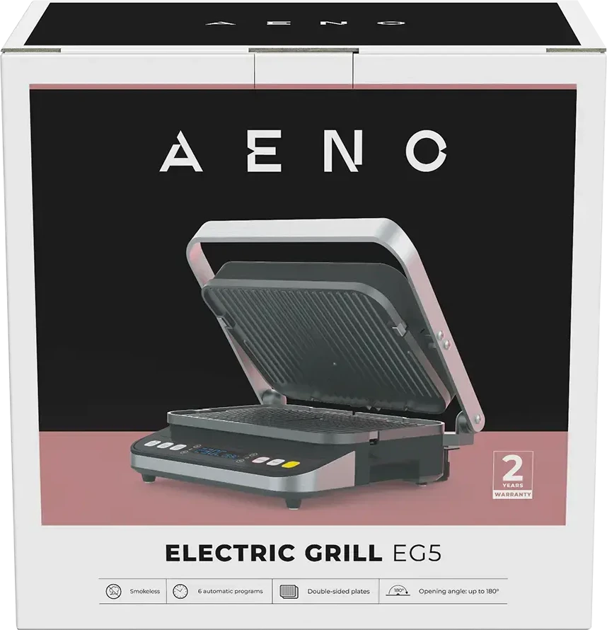 AENO EG5 elektrinis grilis, 2000 W, 6 programos, atšildymas, 320×220 mm, juodas