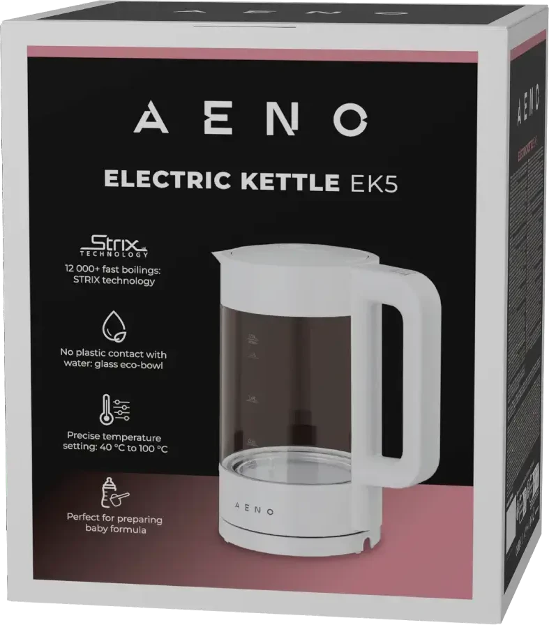 AENO EK5 Electric Virdulys, 1.7L, Temp Control 40-100°C, Strix, Baltas