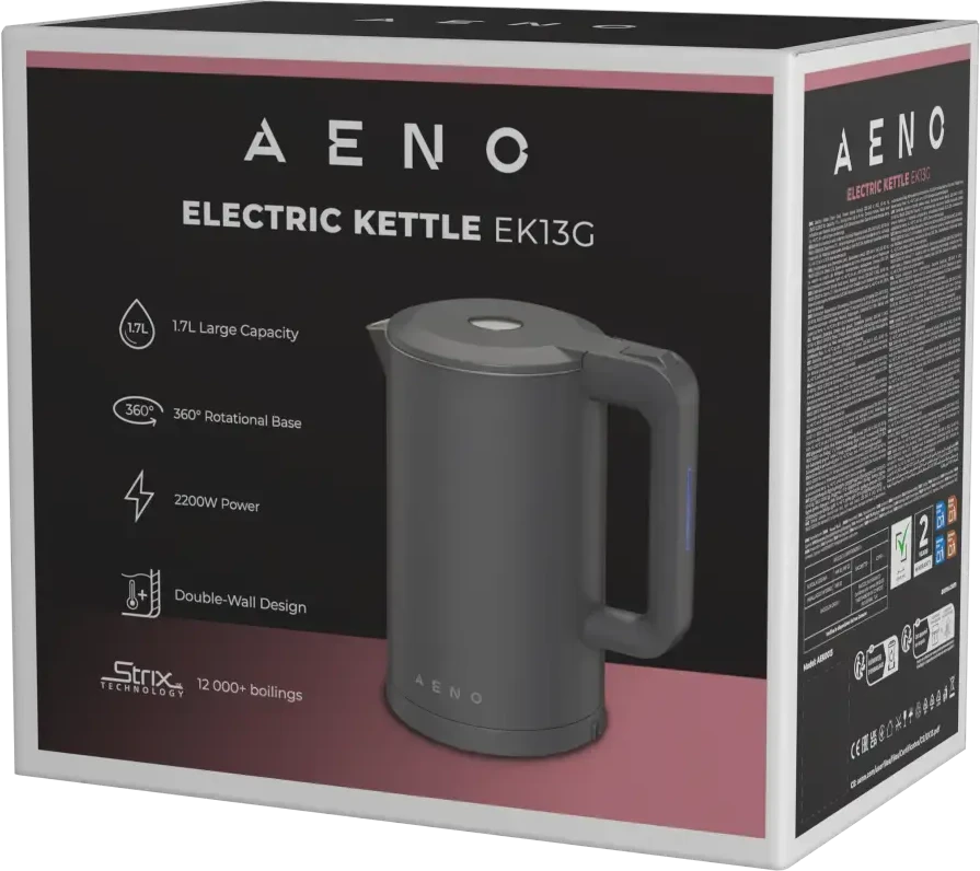 Aeno Electric Virdulys, pilka, 220-240V, 1850-2200W, 1.7L, strix controller