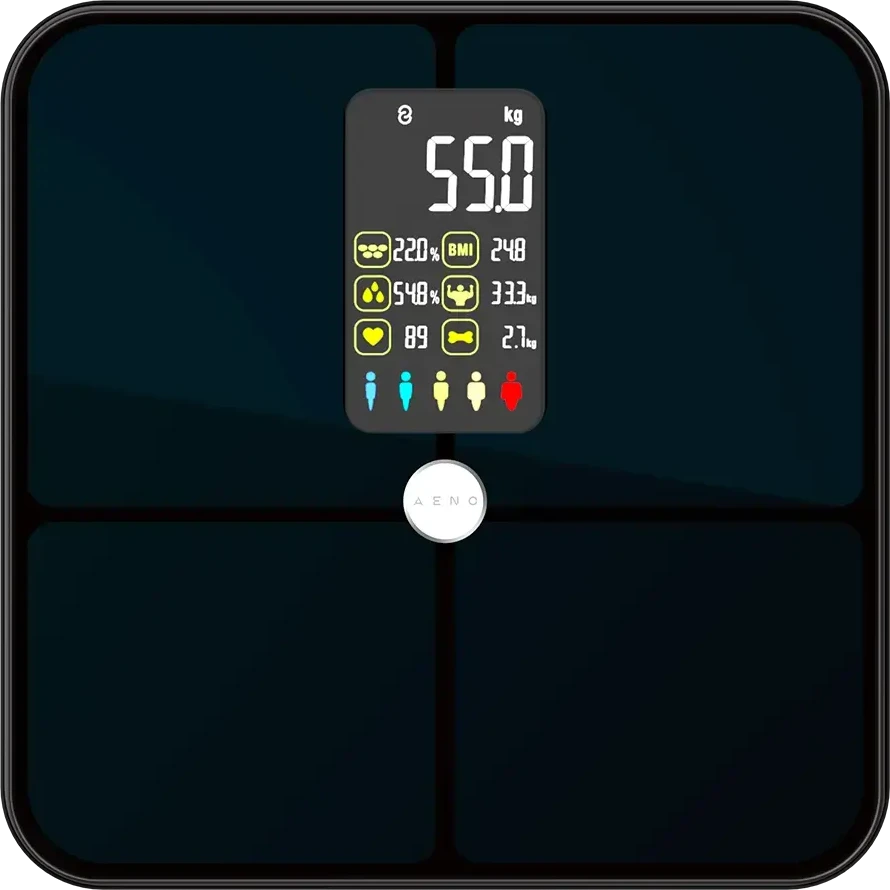 Svarstyklės AENO Smart Body scales BS2S, 16 body metrics, iki 180kg, colorful display