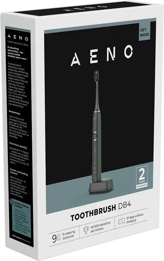 Elektrinis dantų šepetėlis Aeno Sonic DB4 su belaidžiu įkrovimu, Juodos spalvos