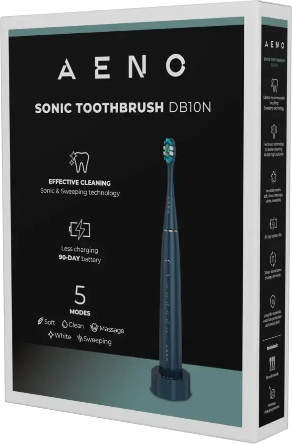 AENO DB10N Sonic elektrinis dantų šepetėlis, 1400 mAh, 5 režimai, IPX7, tamsiai mėlynas Mėlyna