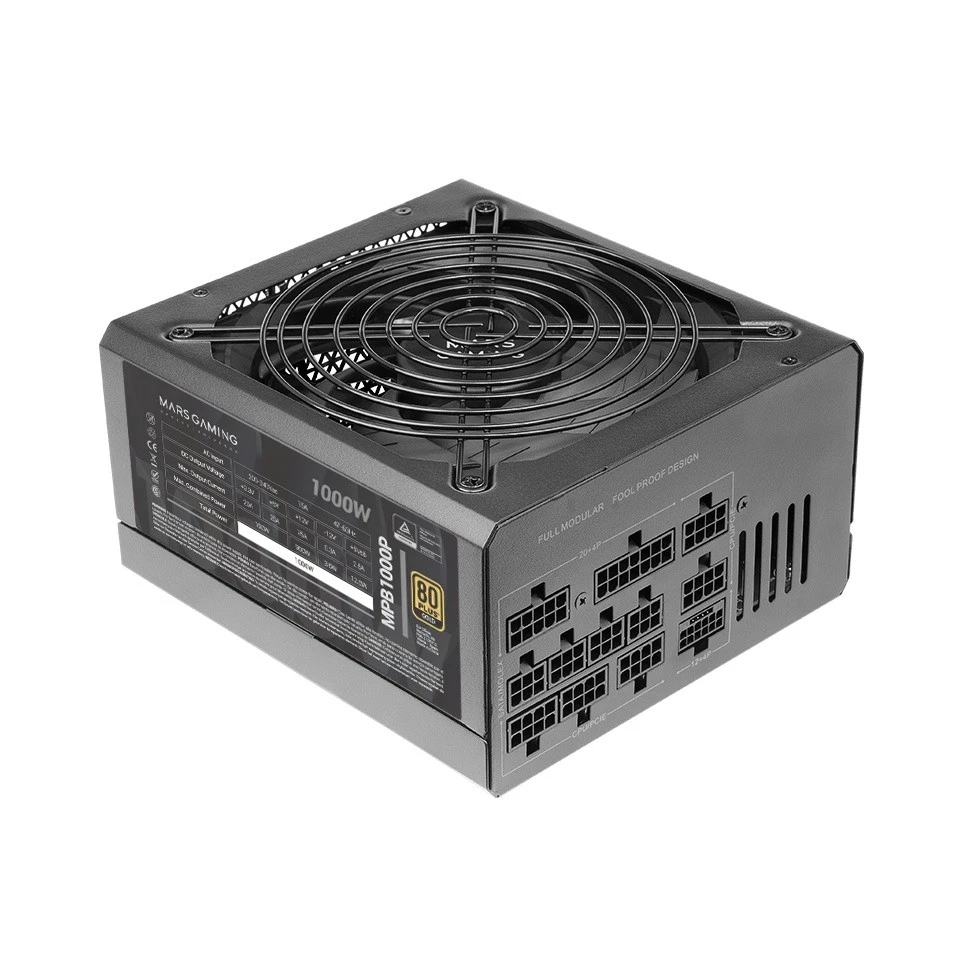 Tacens Mars Gaming MPB1000P maitinimo blokas 1000 W 24 kontaktų ATX ATX Juodas