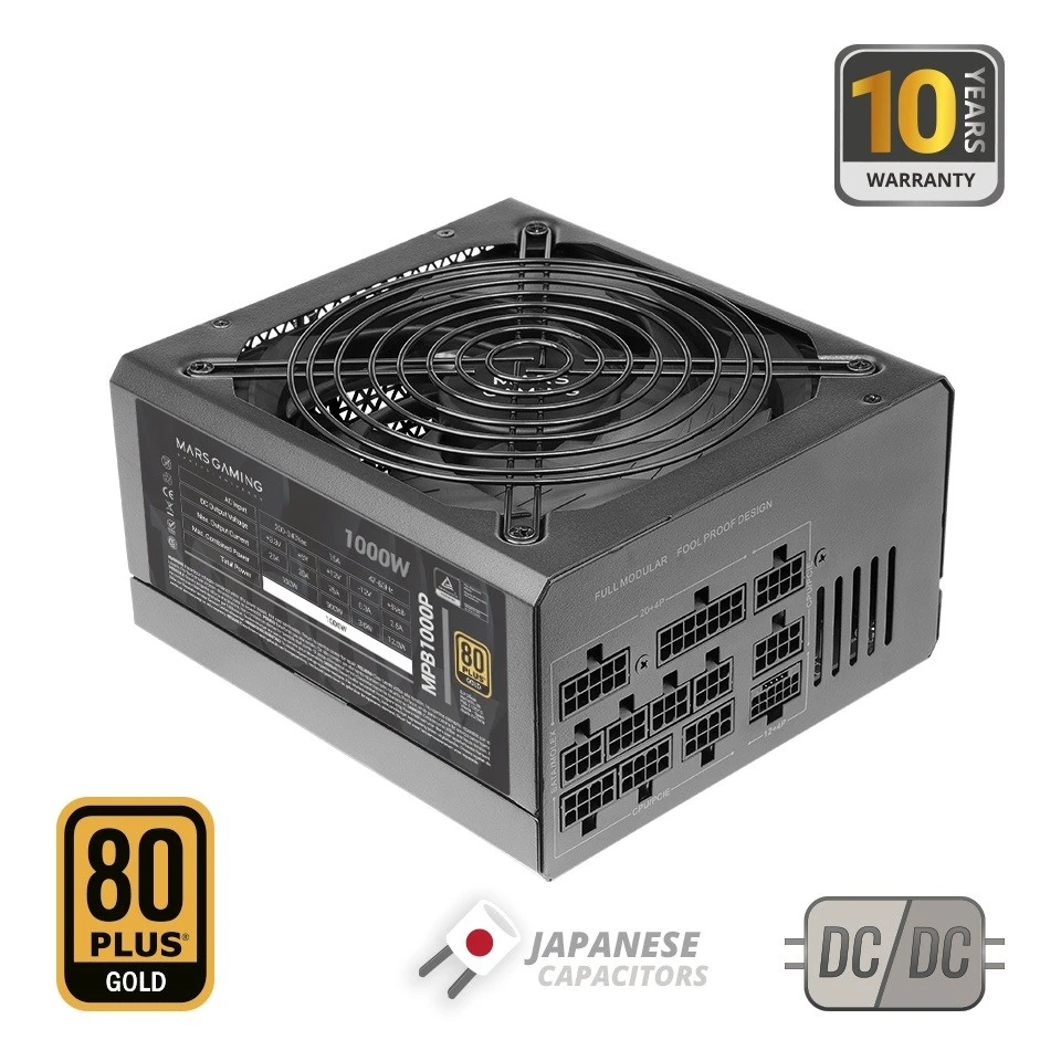 Tacens Mars Gaming MPB1000P maitinimo blokas 1000 W 24 kontaktų ATX ATX Juodas