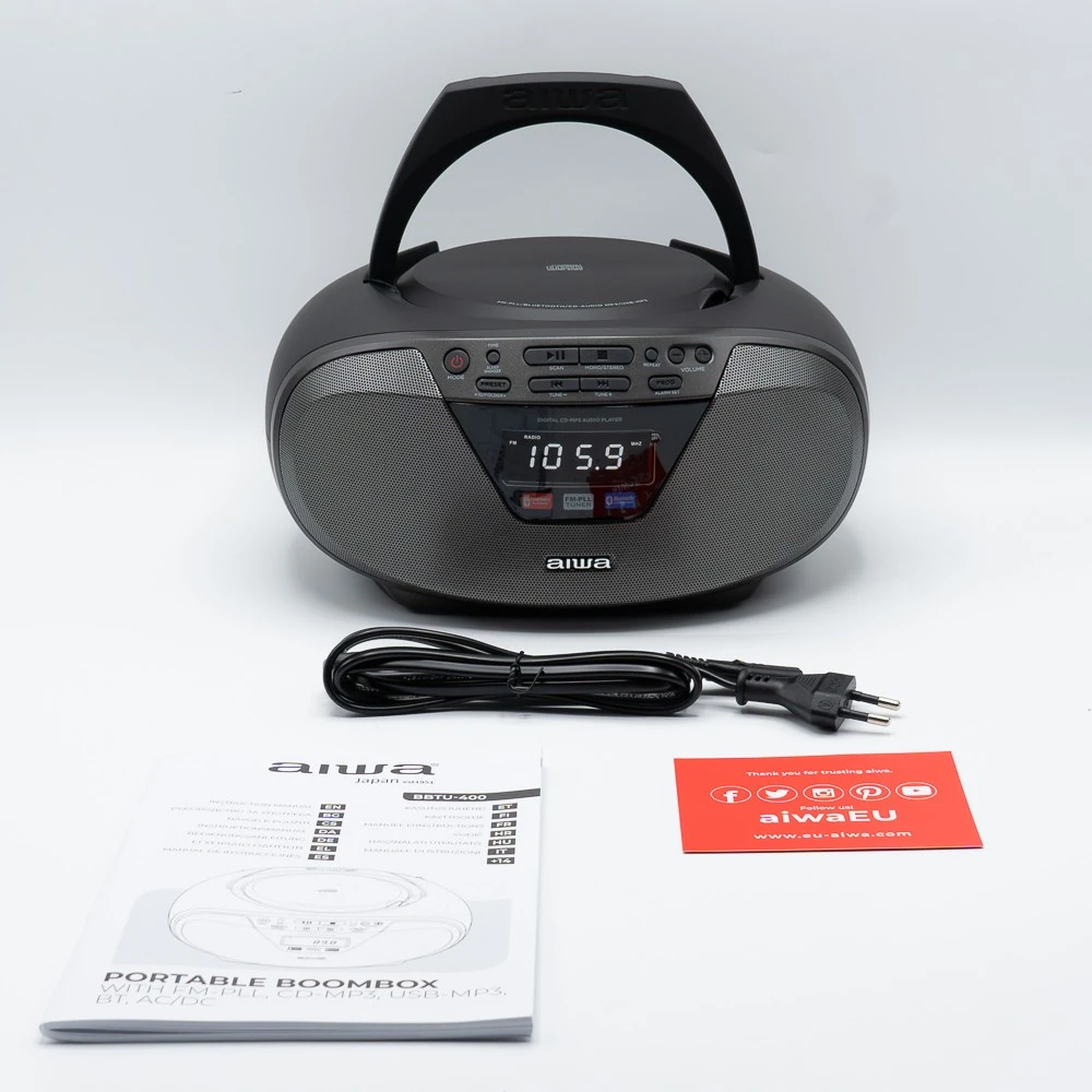 AWA Aiwa BBTU-400BK nešiojamoji stereo sistema Analoginis ir skaitmeninis 6 W FM Juoda MP3 atkūrimas