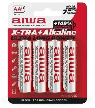 AIWA - X-TRA ALKALINE AA ALKALINE BATTERY LR6 BLISTER*4