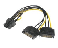 Akasa 2x 15-Pin-SATA to 1x 6+2-Pin-PCIe Adapteris