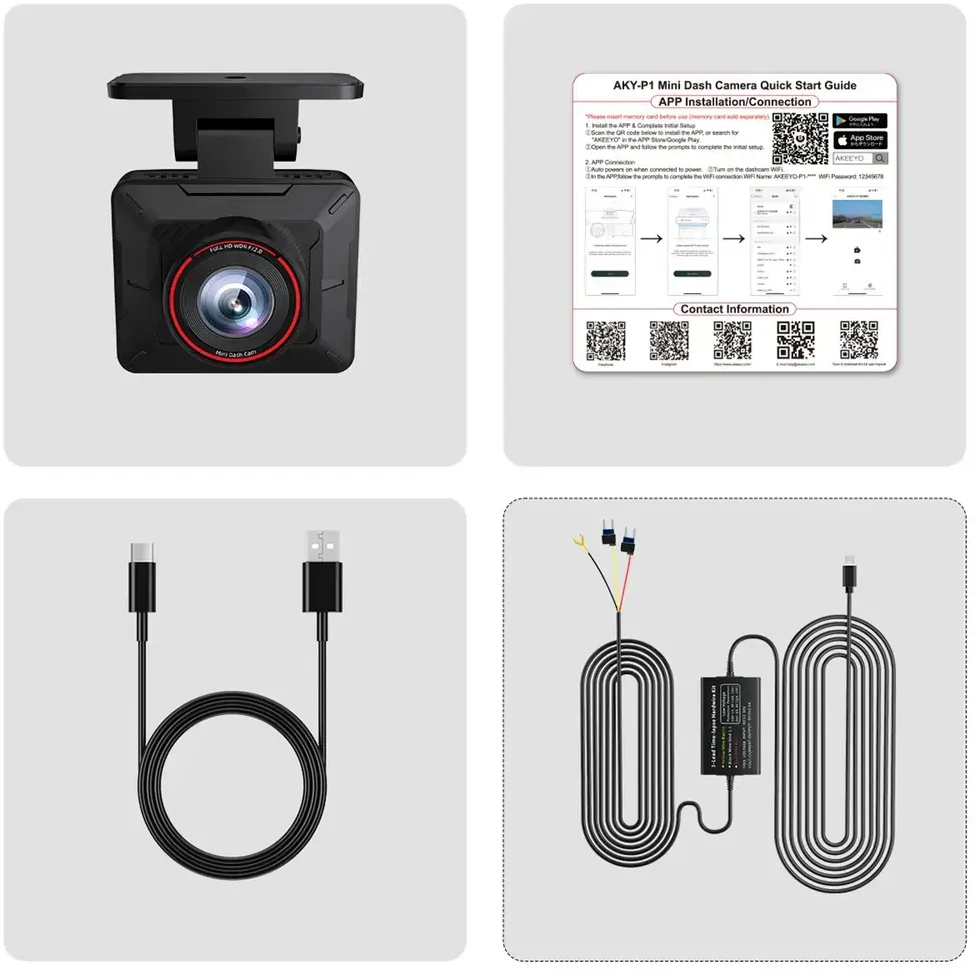 AKEEYO P1 car camera video recorder FullHD 30fps - juodas