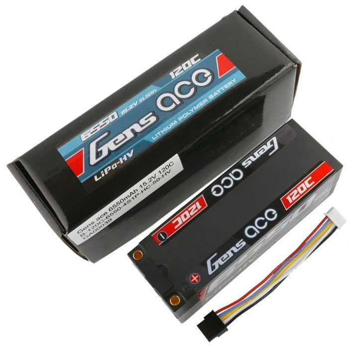 Gens Ace & Tattu Akumuliatorius Gens Ace 6550mAh 14.8V aukštos įtampos 120C 4S1P kietas dėklas