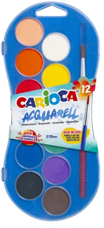 Akvareliniai dažai CARIOCA, 12 spalvų rinkinys