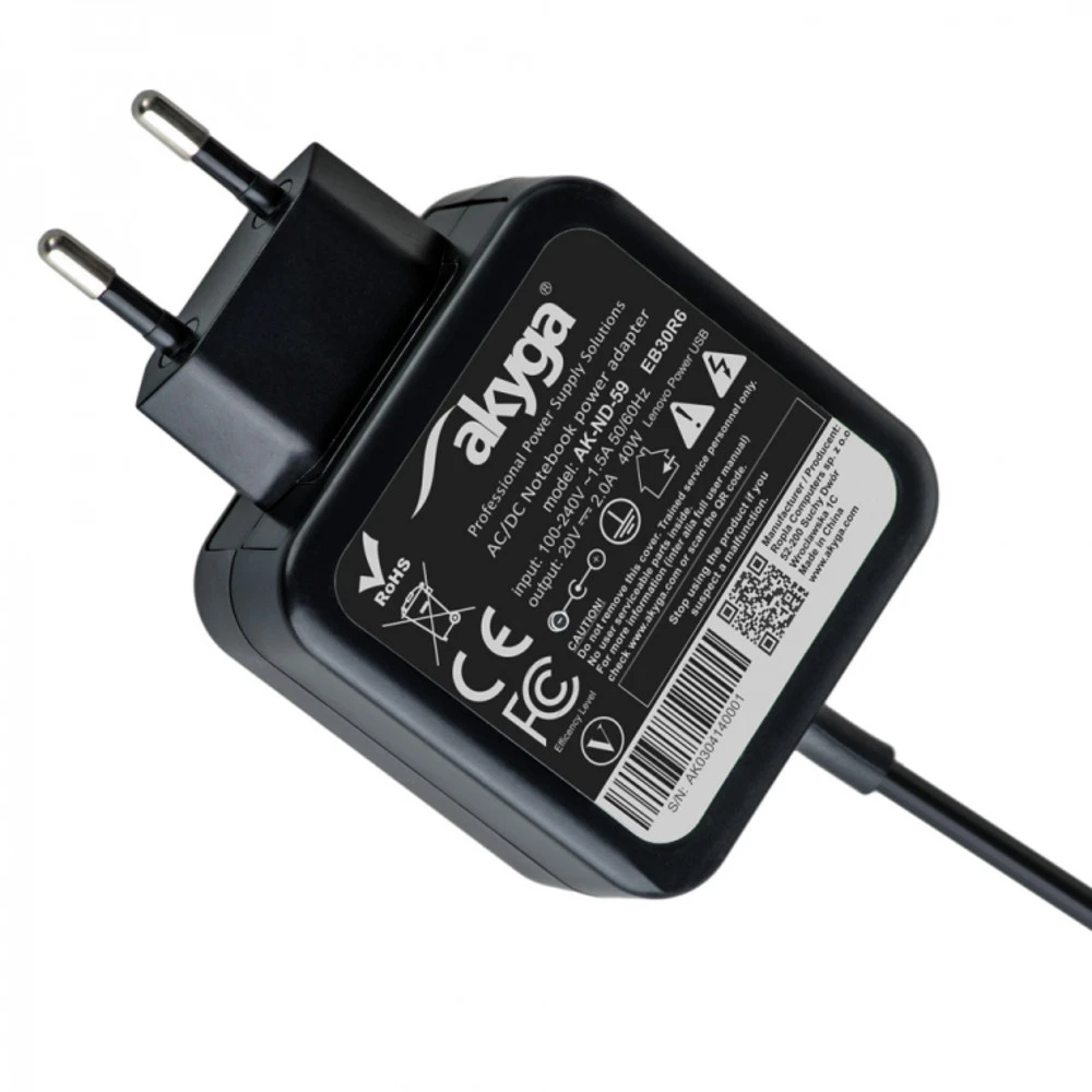 AKYGA AK-ND-59 Nešiojamojo kompiuterio maitinimo šaltinis AK-ND-59 20V/2.0A 40W Lenovo Power USB LENOVO
